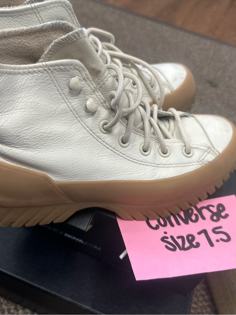 Converse White High-Top Sneakers with Gum Sole